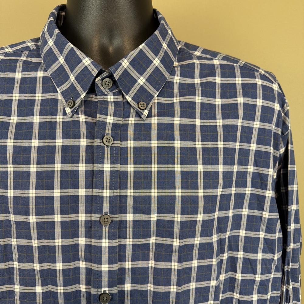 JOS. A. BANK Traveler TRAVEL TECH Blue Plaid LS Tailored Fit Button Down   XXL